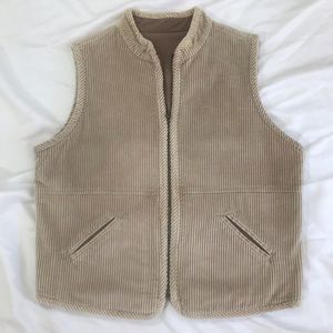 Tan corduroy zip-up REVERSIBLE vest